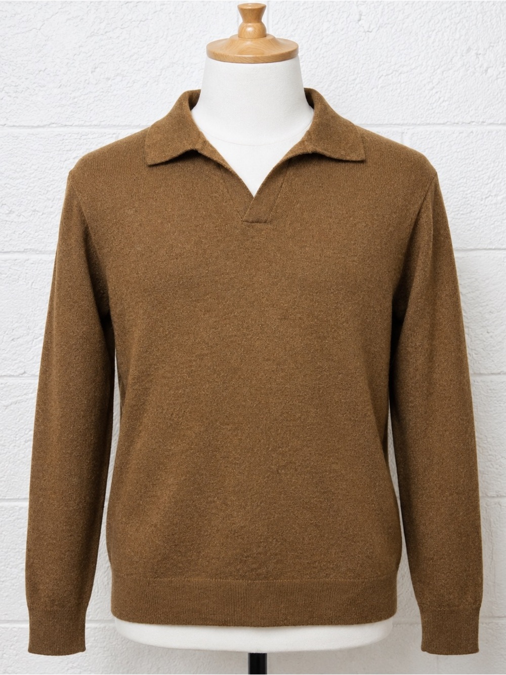 Banana Republic 100% Merino Wool Johnny Collar Polo Sweater Brown XL Tall